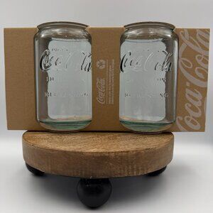 Coke Coca-Cola Recycled Glass Can Tumbler Green Set of 2 Vidrios San Miguel NEW